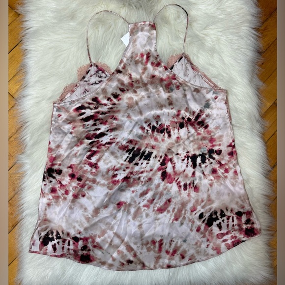 Nwt Cami NYC Raine Blush Tie Dye Pink Lace Trim Racerback Silk Camisole - Picture 2 of 4